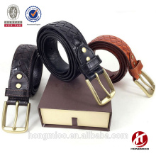 Hongmioo Men's made by hand braided full grain leather belt